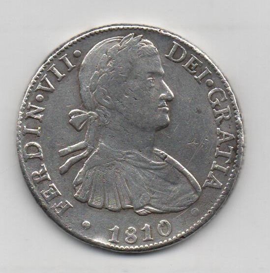 ESPAÑA FERNANDO VII DEL AÑO 1810 DE 8 REALES CECA HJ MEJICO